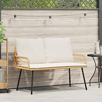 vidaXL Trädgårdsbänk med kudde Natur 114 x 64 x 90cm Stål