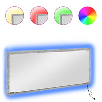 vidaXL Badrumsspegel med LED-ljus Grå Sonoma 90x8,5x37 cm