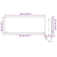 vidaXL Badrumsspegel med LED-ljus Grå Sonoma 90x8,5x37 cm