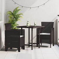 vidaXL Trädgård Stol med kudde 2 pcs Brun 53 x 49 x 85 cm Polypropylen