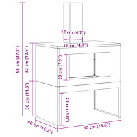 vidaXL Eldstad med skorsten 60x40x96 cm väderbeständigt stål