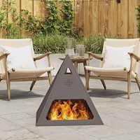 vidaXL Eldstad pyramid svart 50x50x51 cm stål