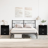 vidaXL Sängbord 2 st Svart Ek 50x32x60cm Trä