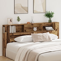 vidaXL Huvudgavel med hylla åldrat trä 220x18,5x104,5 cm