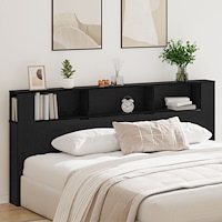 vidaXL Huvudgavel med hylla svart ek 220x18,5x104,5 cm