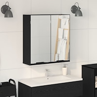 vidaXL Badrumsspegelskåp - Svart Ek, 64x20x66.5 cm, Tillverkad av Konstruerat Trä