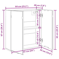 vidaXL Badrumsspegelskåp - Svart Ek, 64x20x66.5 cm, Tillverkad av Konstruerat Trä