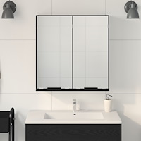 vidaXL Badrumsspegelskåp - Svart Ek, 64x20x66.5 cm, Tillverkad av Konstruerat Trä