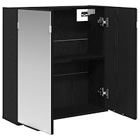 vidaXL Badrumsspegelskåp - Svart Ek, 64x20x66.5 cm, Tillverkad av Konstruerat Trä