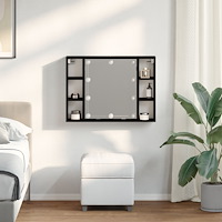 vidaXL LED Spegelskåp - Svart Ek - 76x15x55 cm - Tillverkad av Konstruerat trä