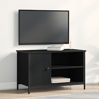 vidaXL TV-bänk Svart Ek 80x40x50 cm Konstruerat trä och Stål