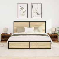vidaXL Sängbord med LED-lampor 2 st Gamla trä 50x40x45 cm