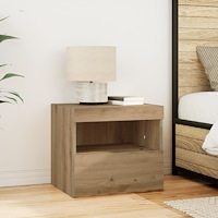 vidaXL Sängbord med LED-lampor artisan ek 50x40x45 cm