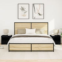 vidaXL Sängbord med LED-lampor 2 st svart ek 50x40x45 cm