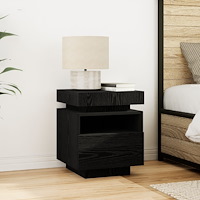 vidaXL Sängbord med LED-lampor svart ek 40x39x48,5 cm