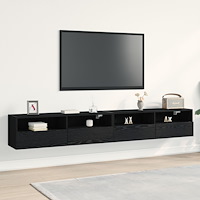 vidaXL TV-väggskåp 2 st Svart Ek 100x30x30 cm Konstruerat trä