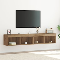 vidaXL TV-väggskåp med LED-lampor 2 stycken Artisan Ek 80x30x30 cm