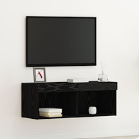 vidaXL TV Väggskåp med LED-lampor Svart Ek 80x30x30 cm