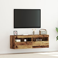 vidaXL TV-väggskåp med LED-lampor 2 pcs gammalt trä 60x30x40 cm