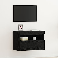 vidaXL TV Väggskåp med LED-lampor Svart Ek 60x30x40 cm
