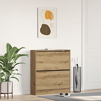 vidaXL Skoskåp med nedfällbar låda rökt ek 80x21x87,5 cm