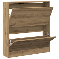 vidaXL Skoskåp med nedfällbar låda rökt ek 80x21x87,5 cm