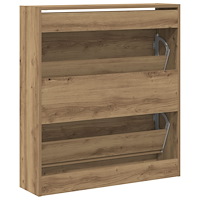 vidaXL Skoskåp med nedfällbar låda rökt ek 80x21x87,5 cm