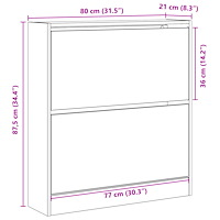 vidaXL Skoskåp med nedfällbar låda rökt ek 80x21x87,5 cm