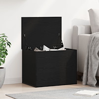 vidaXL Förvaringslåda med Lock Svart Ek 60x42x46 cm Konstruerat Trä