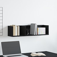 vidaXL CD Vägghylla Svart Ek 75x18x18 cm Byggd av trä