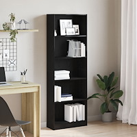vidaXL Svart Ek Bokhylla - 60x24x176 cm