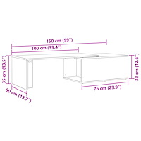 vidaXL Kaffebord Svart Ek 150x50x35 cm Byggt av Trä
