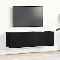 vidaXL Svart Ek Väggmonterad TV Skåp 100x30x30 cm Tillverkat av Ingenjörsträ