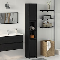 vidaXL Badrumsskåp Svart Ek 30 x 30 x 183.5 cm Konstruerat trä
