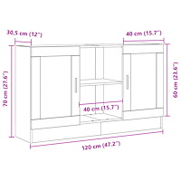vidaXL Bänk svart ek 120x30,5x70 cm i trä