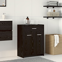 vidaXL Badrumsskåp med låda Svart Ek 60 x 33 x 80 cm Massiv ek