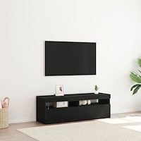 vidaXL TV-bänk med LED Svart Ek 120x35x40 cm Konstruerat trä