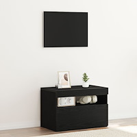 vidaXL TV-bänk med LED-lampor, svart ek, 60x35x40 cm, tillverkad av trä