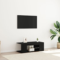 vidaXL TV-bänk med LED-lampor, svart ek, 90x39x30 cm, konstruerat trä