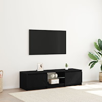 vidaXL TV-bänk med LED-lampor, Svart Ek, 140x40x35,5 cm, Konstruerat trä