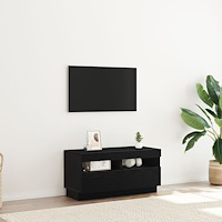 vidaXL TV-bänk med LED-lampor - Svart Ek - 80x35x40 cm - Byggt av trä