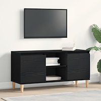 vidaXL TV-bänk med träben svart ek 102x35x50 cm