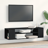 vidaXL Väggmonterad TV-skåp Svart Ek 100x30x26,5 cm Trä