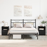 vidaXL Sängbord 2 st Svart Ek 40x40x50 cm Trä
