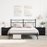 vidaXL Sängbord 2 st Svart Ek 50x40x43,5 cm Byggt av trä