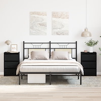 vidaXL Sängbord 2 st Svart Ek 40x35x62,5 cm Tillverkat trä