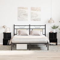 vidaXL Sängbord 2 st Svart Ek 35x35x55 cm Ingenjörsträ