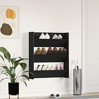 vidaXL Skoskåp Svart Ek 80x18x90 cm Konstruerat trä