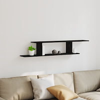 vidaXL Väggmonterad TV-hylla i svart ek, 125x18x23 cm, tillverkad av trä
