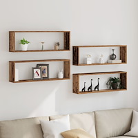 vidaXL Vägghyllor 4 st Gammalt Trä 80x15x26 cm Konstruerat Trä